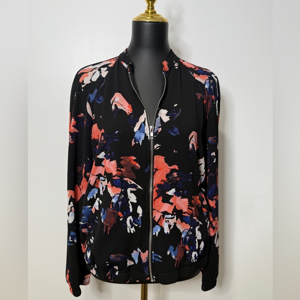 Apt.‎ 9 Black and Coral Floral Bomber Jacket